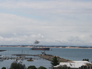 Exporting Australia: a bulk carrier coming into port.