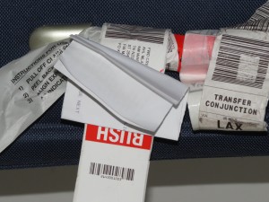So many labels, is it any wonder the luggage went astray?